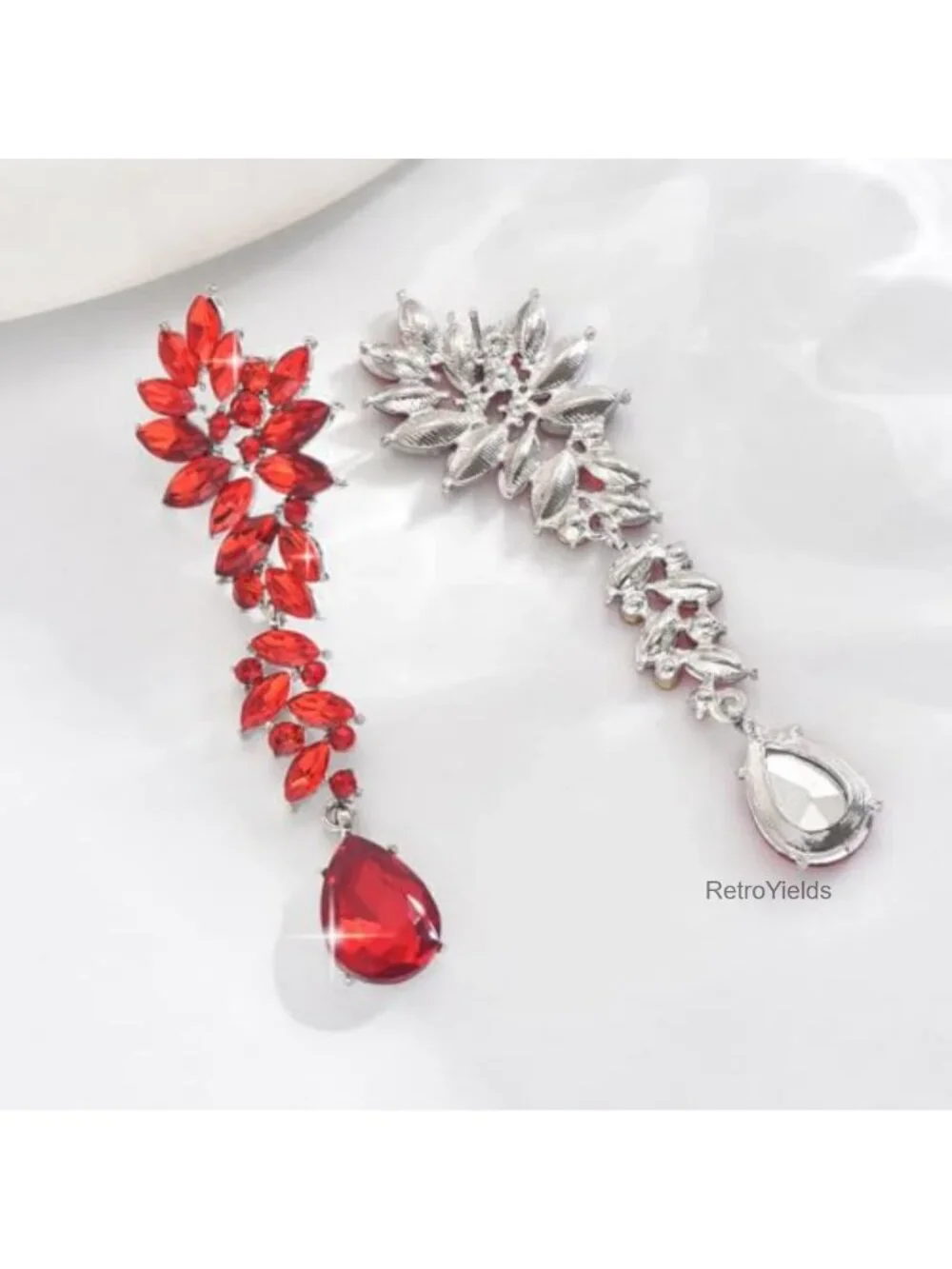 Silver Rhinestone Chandelier Earrings, Cubic Zirconia Teardrop Dangle Drop